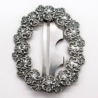 Sterling Silver Floral Belt Buckle