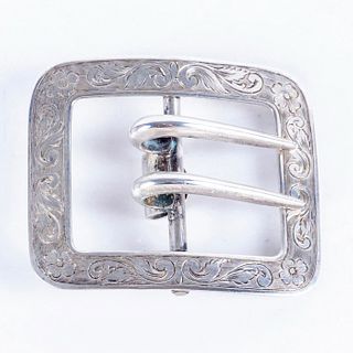 Watrous Sterling Silver Decorative Sash Pin Belt Buckle