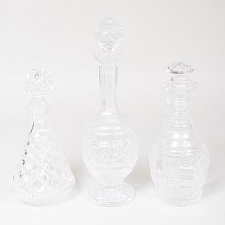 Waterford Cut Glass Decanter and Two Cut Glass Decanters