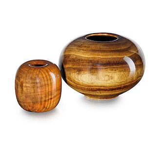 ED AND MATT MOULTHROP Two turned wood vessels