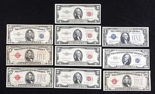 10 Vintage U.S. Paper Money Notes