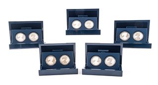 Five 2-Coin American Eagle Silver $1 Proof Sets