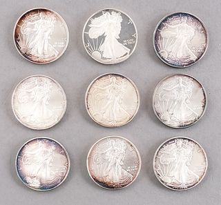 9 American Silver Eagle 1 OZ Coins