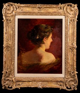 Abbott Henderson Thayer (1849-1921) Portrait Profile of a Young Woman, c.1910