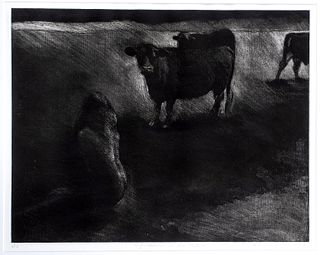 Beth Krommes (20th Century) Confrontation in the Pasture, 1977