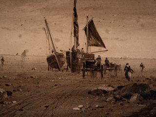 George Sheffield (1839-1892) Boats and Wagons on the Beach