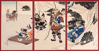 19th Century Japan, Triptych, Samurai