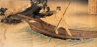 Mizuno Toshikata (1866-1908) Escape on a Boat, c.1894
