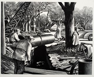 Edward Wilson (1886-1970) Pipeline construction, In New England, 1945