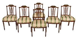 Set of Six Edwardian Paint Decorated Dining Chairs 