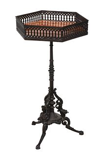 Victorian Cast Iron Marble Top Pedestal Plant Stand