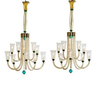 MURANO Pair of chandeliers