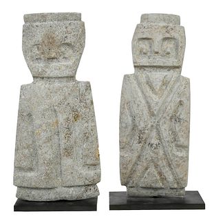 Two Latin American Stylized Carved Stone Figures