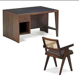 PIERRE JEANNERET Desk and armchair