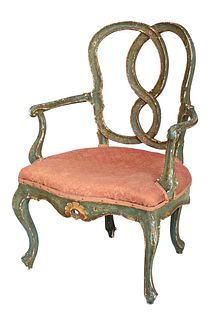 Venetian Baroque Paint Decorated Open Armchair