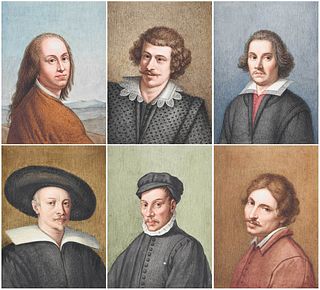 Six Portrait Miniatures of Bolognese Baroque Artists 