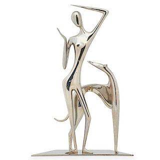WERKSTATTE HAGENAUER WIEN Large greyhound sculpture