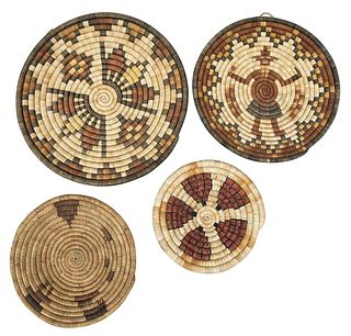 Four Southwestern Coiled Basket Trays