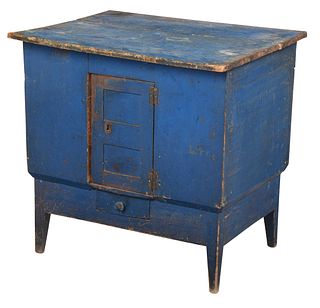 Unusual Southern Federal Blue Painted Sugar Chest 