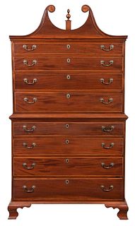 American Federal Inlaid Mahogany Chest on Chest
