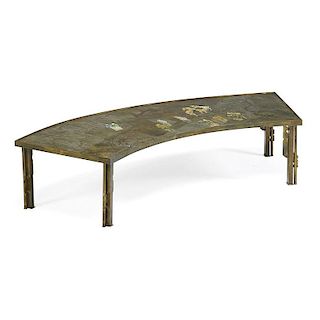 PHILIP AND KELVIN LaVERNE Rare curved coffee table