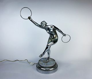 Art Deco Silvered Bronze Lamp
