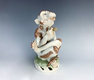 Dresden Seated Monkey With Pipe