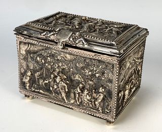 Ornate Silver Box with Raised Figures