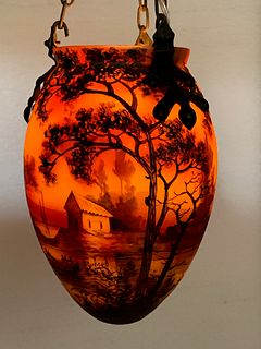 Jean Simon Peynaud Art Glass Hanging Lamp