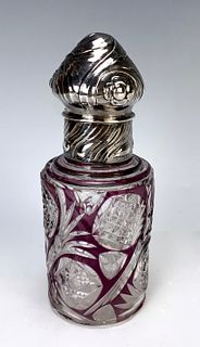 Antique Amethyst to Clear Sterling Perfume Bottle