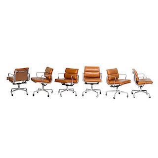 CHARLES AND RAY EAMES Six Soft Pad armchairs