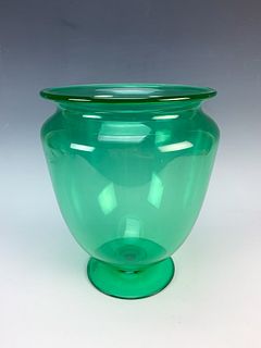 Steuben Large Clear Green Vase