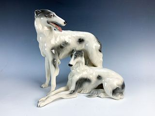 Goldscheider 2 Russian Wolfhounds Figurine