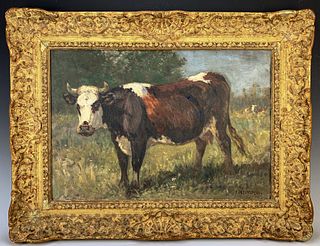 James Desvarreux (1847-1937) "Cow Grazing"