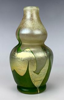 Tiffany Studios Double Gourd Feathered Mini Vase