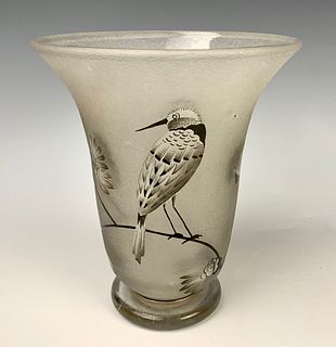Daum Nancy Signed Art Deco "Bird" Vase