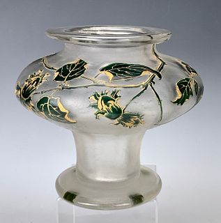 Large Signed Daum Nancy Cameo Glass Vase