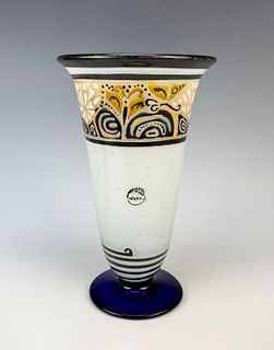 Andre DeLatte (1887-1953) Art Deco Enamel Glass Vase