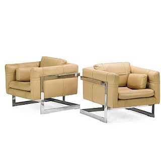 MILO BAUGHMAN; THAYER COGGIN Pair of lounge chairs