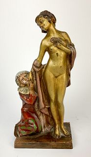 Erotic Austrian Bronze "Nude & Clown" by Titze