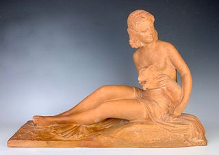 Demetre H. Chiparus "Woman w/ Lamb" Terracotta