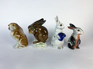 4 Rabbit Porcelain Night Lights C.1930's