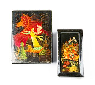 Two Russian Lacquer Painted Boxes