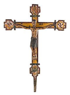 A Large Painted Wood Corpus Christi Height approximately 86 inches.