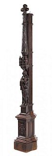 A Renaissance Carved Oak Post Height 78 inches.