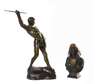Two Continental Bronze Sculptures Height of first 22 inches.