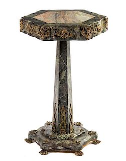 An Austrian Gilt Bronze Mounted Marble Pedestal Height 31 inches.