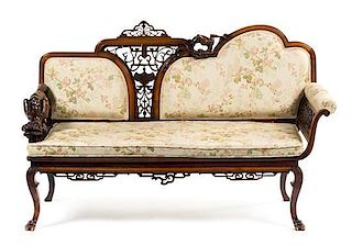 A French Mahogany Japonesque Parlor Suite Height of chairs 33 1/2 inches.