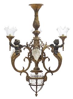 A Louis XV Style Gilt Bronze Chandelier Height 26 inches.