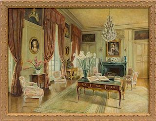 Artist Unknown, (Late 19th/Early 20th Century), Interior with Louis XV Bureau Plat